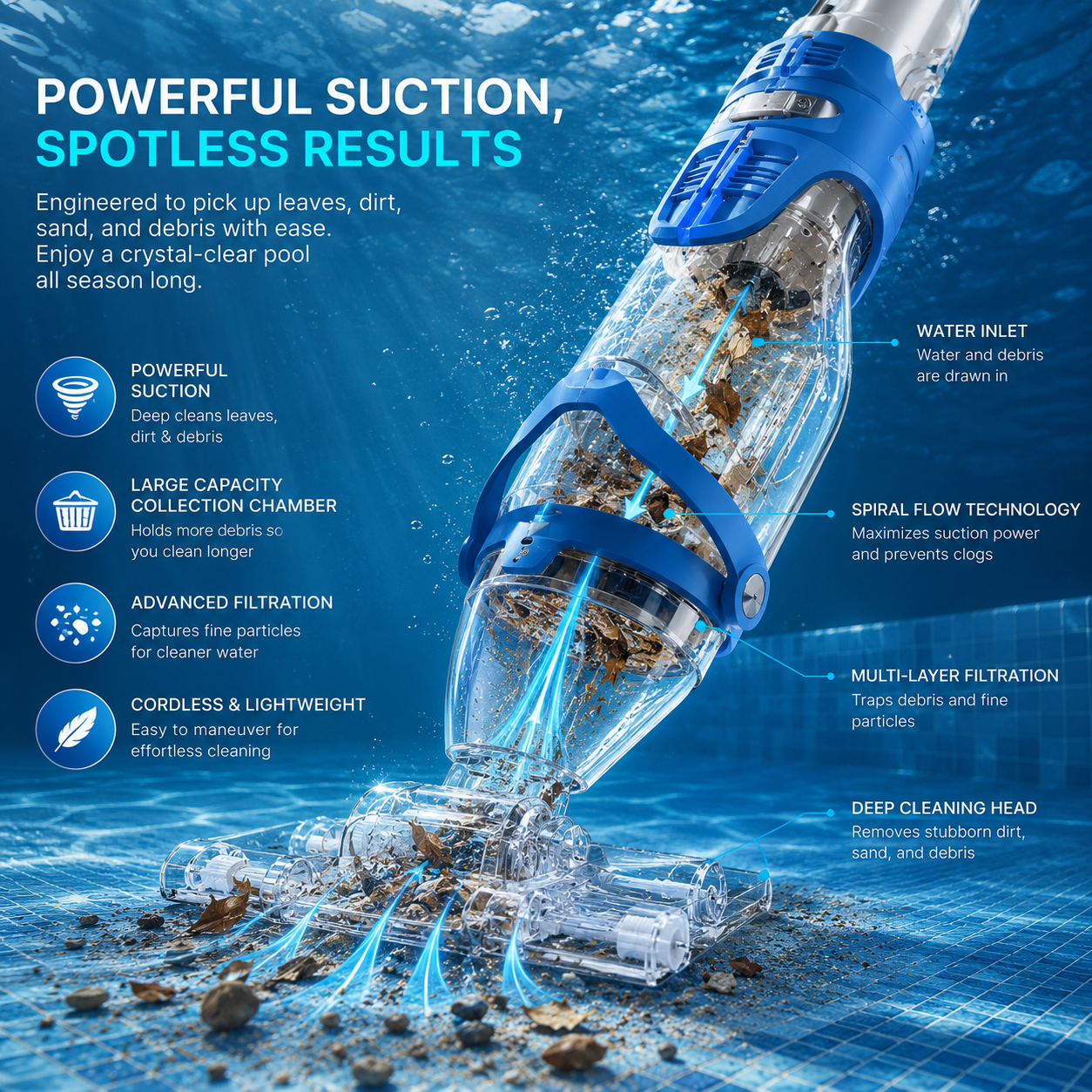PoolGlide™ Handheld Pool Vaccum